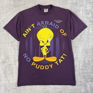 Loony Tunes Shirt‎ Mens Medium Purple Tweety Bird Vintage 1996 Funny Cartoon
